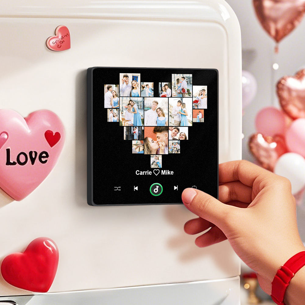 Personalisierter Kühlschrankmagnet Mit Musik Und Foto, Personalisierter Herz-kühlschrankmagnet Zum Valentinstag - Fridgebeatsde