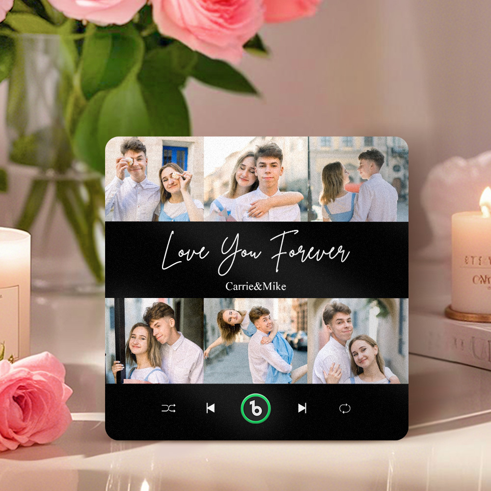 Personalisierter Musik-kühlschrankmagnet, 6 Fotos, Bunter Rahmen, Album-kühlschrankmagnet, Valentinstagsgeschenk - Fridgebeatsde