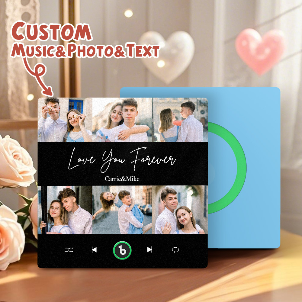 Personalisierter Musik-kühlschrankmagnet, 6 Fotos, Bunter Rahmen, Album-kühlschrankmagnet, Valentinstagsgeschenk - Fridgebeatsde