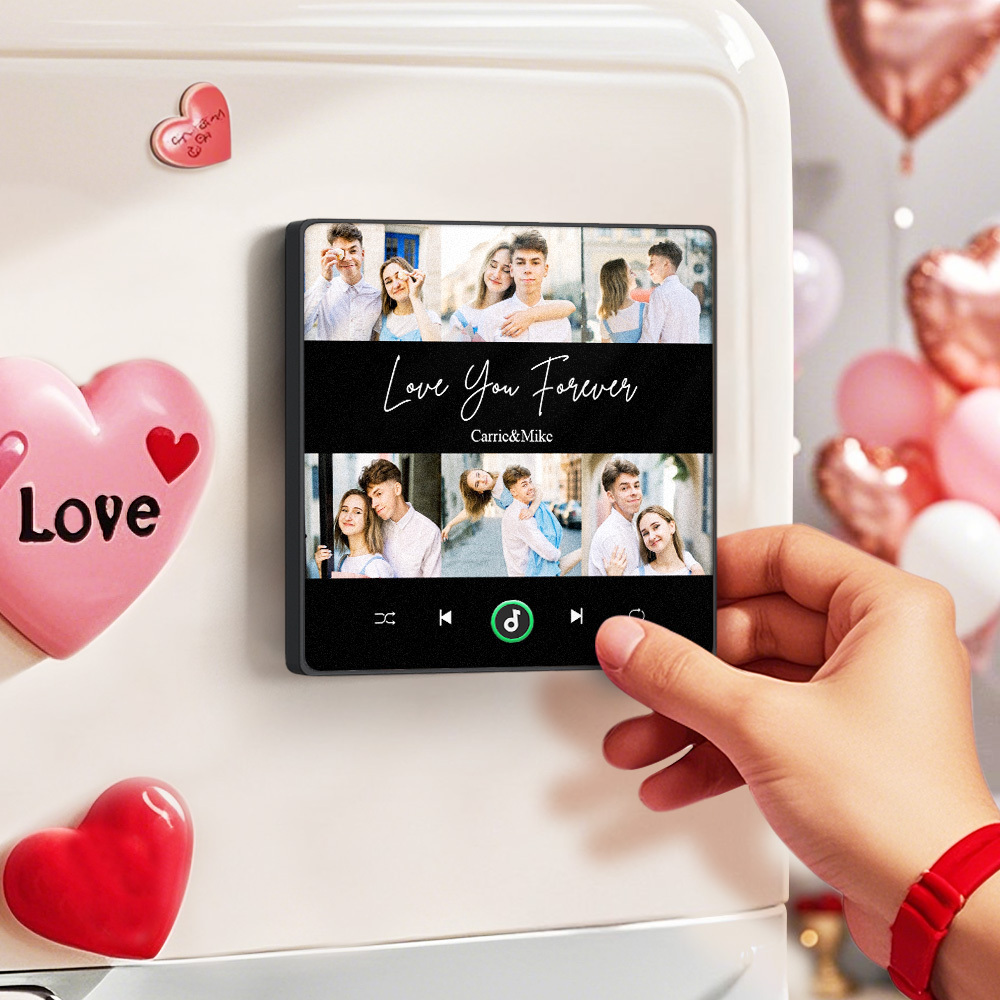 Personalisierter Musik-kühlschrankmagnet, 6 Fotos, Bunter Rahmen, Album-kühlschrankmagnet, Valentinstagsgeschenk - Fridgebeatsde