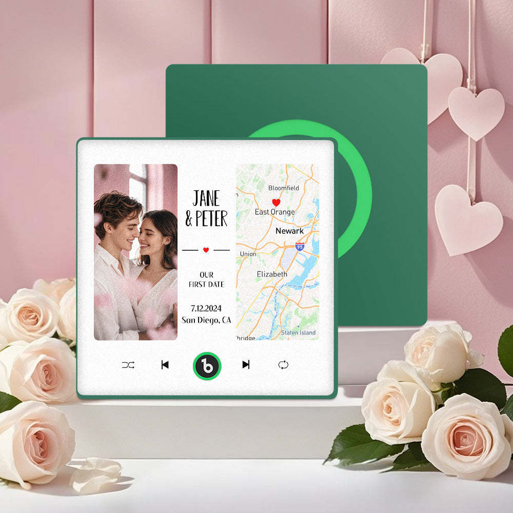 Individueller Musik-kühlschrankmagnet Mit Foto Und Karte, Verbesserter Musik-kühlschrankmagnet, Valentinstagsgeschenke, Unser Erstes Date - Fridgebeatsde