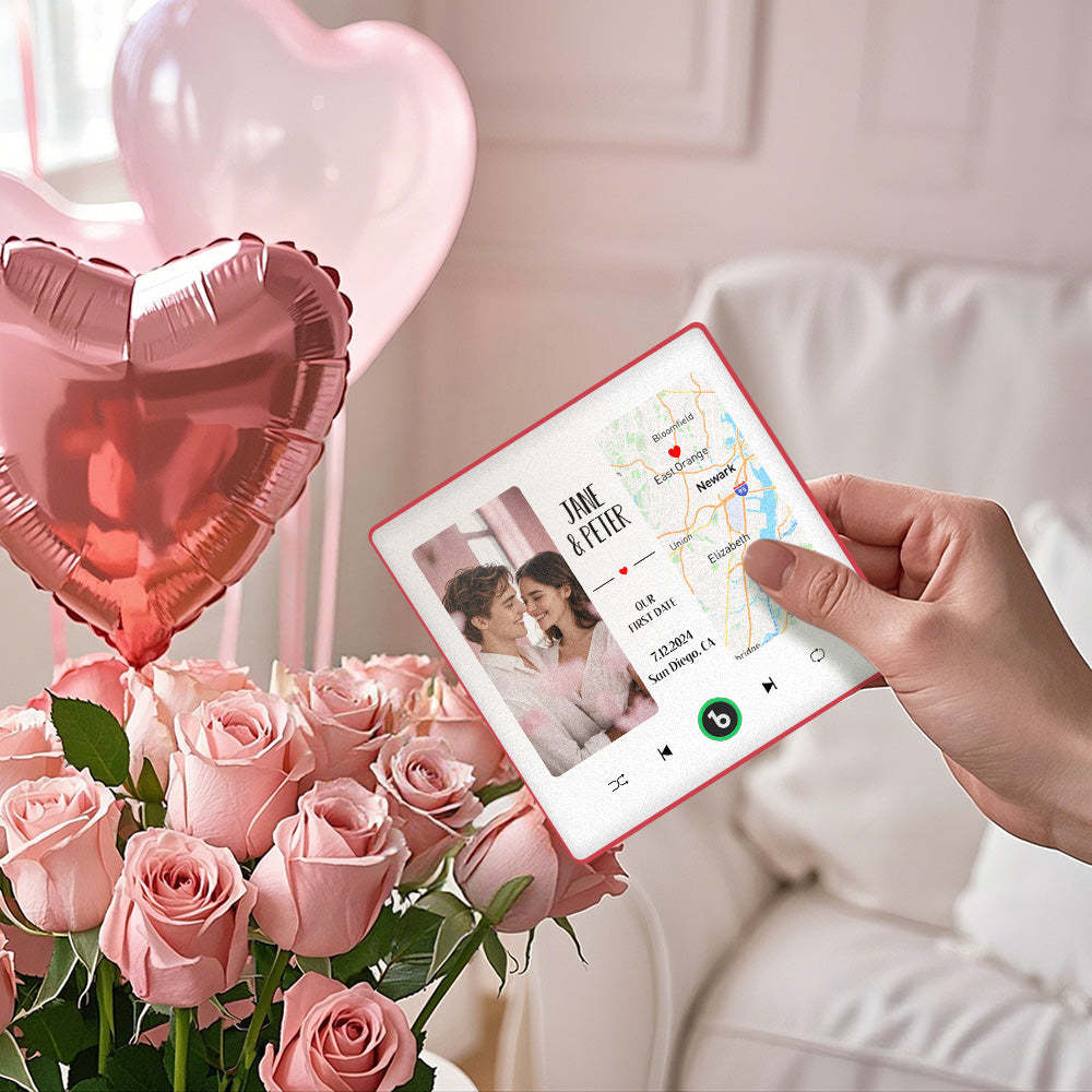 Individueller Musik-kühlschrankmagnet Mit Foto Und Karte, Verbesserter Musik-kühlschrankmagnet, Valentinstagsgeschenke, Unser Erstes Date - Fridgebeatsde