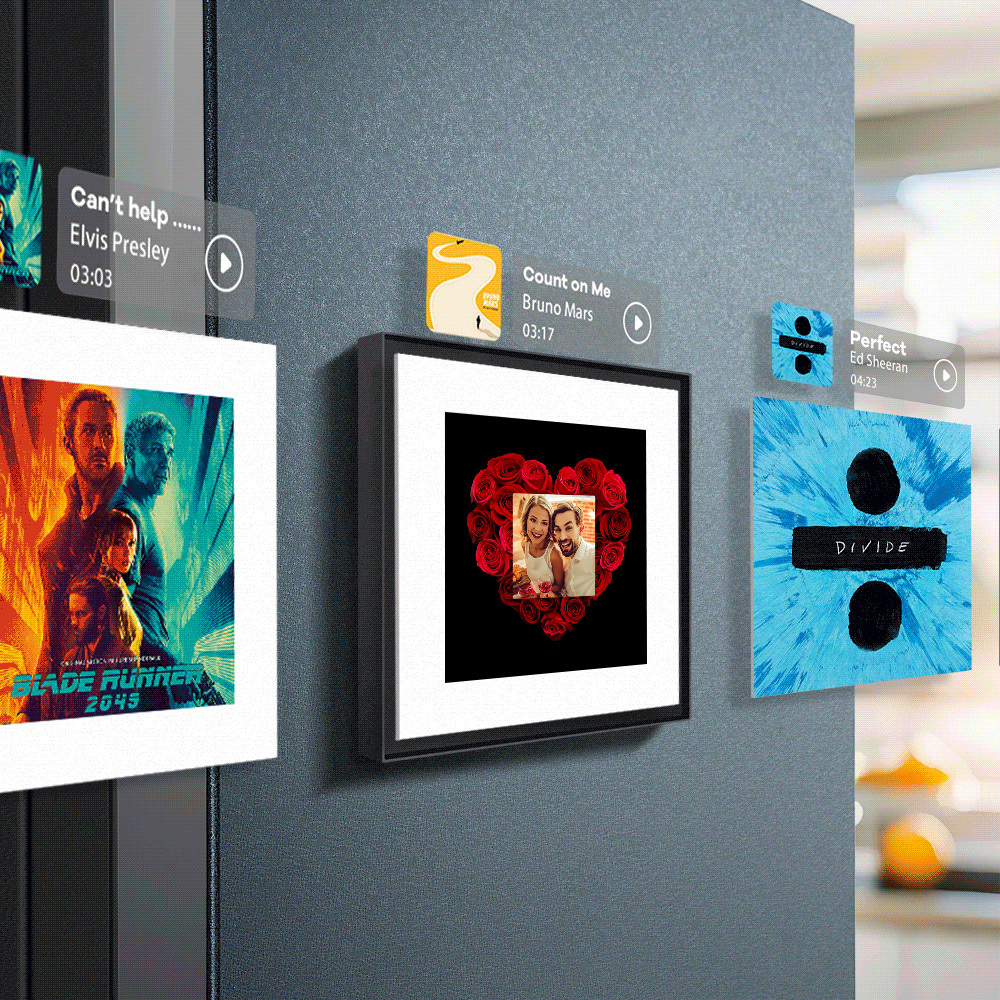 Benutzerdefinierter Musik- Und Foto-kühlschrankmagnet. Kann 1–6 Rahmenkunst Und Lieder Anpassen. Rosen-kühlschrankmagnet - Fridgebeatsde