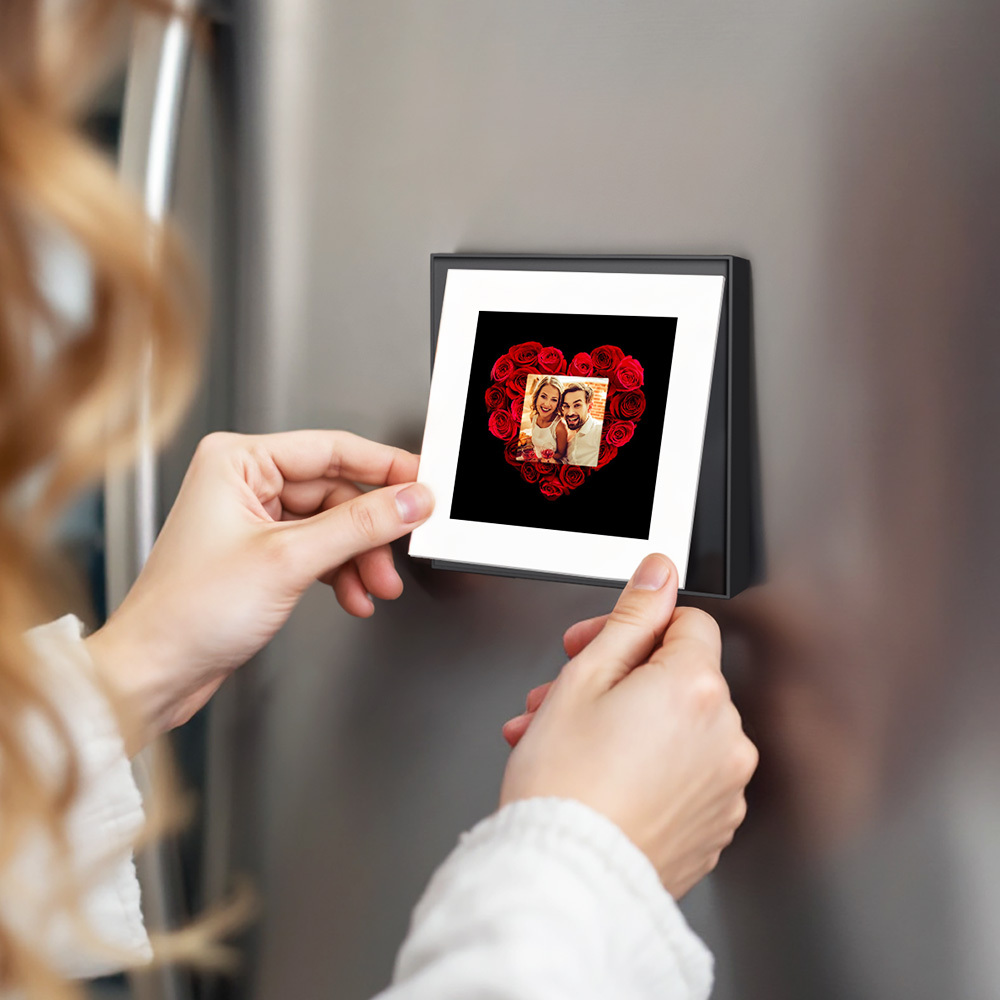 Benutzerdefinierter Musik- Und Foto-kühlschrankmagnet. Kann 1–6 Rahmenkunst Und Lieder Anpassen. Rosen-kühlschrankmagnet - Fridgebeatsde