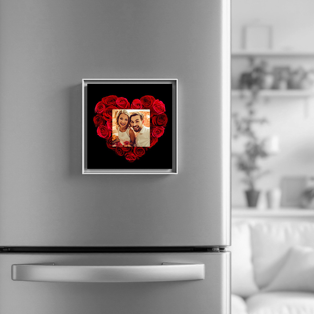 Benutzerdefinierter Musik- Und Foto-kühlschrankmagnet. Kann 1–6 Rahmenkunst Und Lieder Anpassen. Rosen-kühlschrankmagnet - Fridgebeatsde