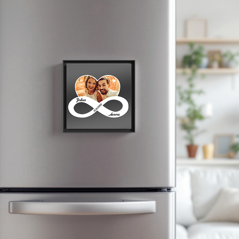 Kühlschrankmagnet Mit Musik Und Foto, Kann 1–6 Rahmen, Kunst Und Lieder, Unendliche Symbole, Unendliche Liebe, Mehrfarbig, Schwarzer Hintergrund Anpassen - Fridgebeatsde