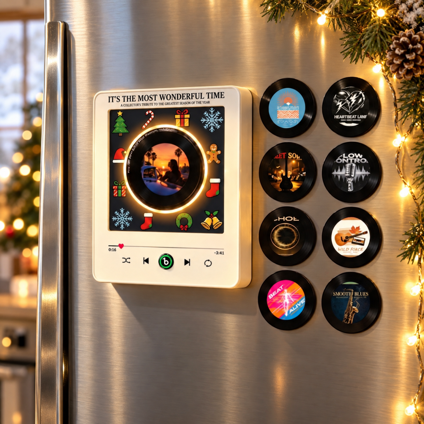 Benutzerdefinierte Weihnachtsfoto- Und Musik-Vinyl-Kühlschrankmagnete Mit Rotierender Schallplatte Custom Records V6.0 - Fridgebeatsde