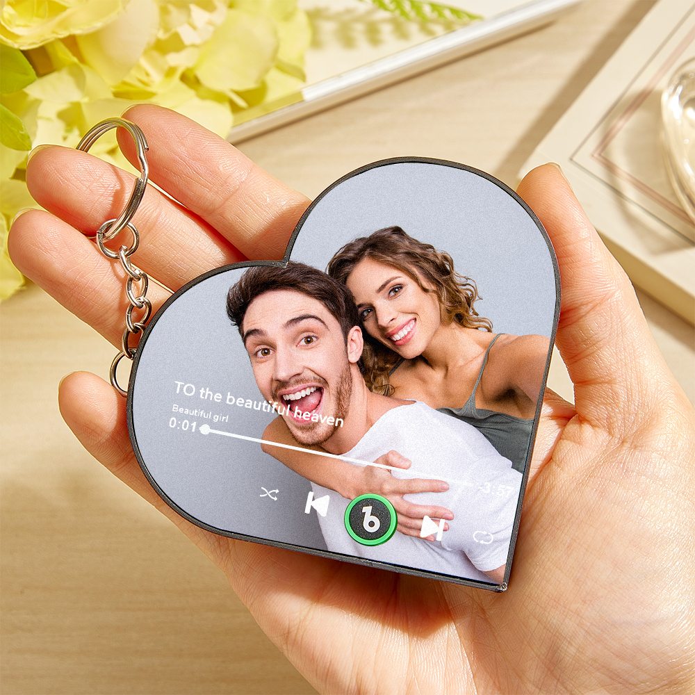 Benutzerdefinierter Mini-musik-kühlschrankmagnet-schlüsselanhänger, Personalisierter Foto-herzrahmen, Musik-schlüsselanhänger, Mini-magnet Für Den Kühlschrank, Der Lieder Ohne Handy Abspielen Kann, Jubiläumsgeschenke Für Den Freund