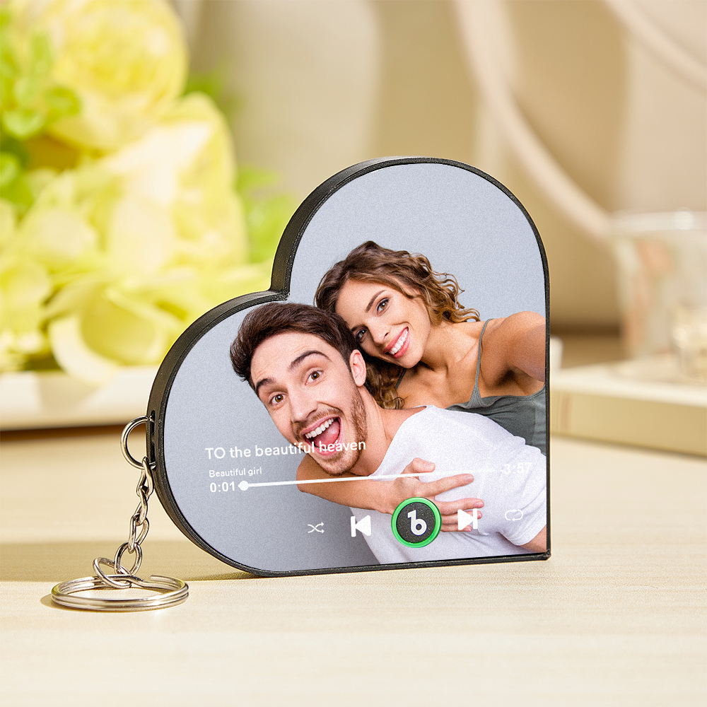 Benutzerdefinierter Mini-musik-kühlschrankmagnet-schlüsselanhänger, Personalisierter Foto-herzrahmen, Musik-schlüsselanhänger, Mini-magnet Für Den Kühlschrank, Der Lieder Ohne Handy Abspielen Kann, Jubiläumsgeschenke Für Den Freund