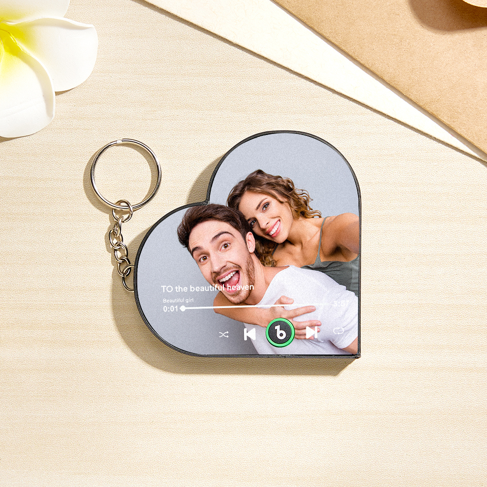 Benutzerdefinierter Mini-musik-kühlschrankmagnet-schlüsselanhänger, Personalisierter Foto-herzrahmen, Musik-schlüsselanhänger, Mini-magnet Für Den Kühlschrank, Der Lieder Ohne Handy Abspielen Kann, Jubiläumsgeschenke Für Den Freund