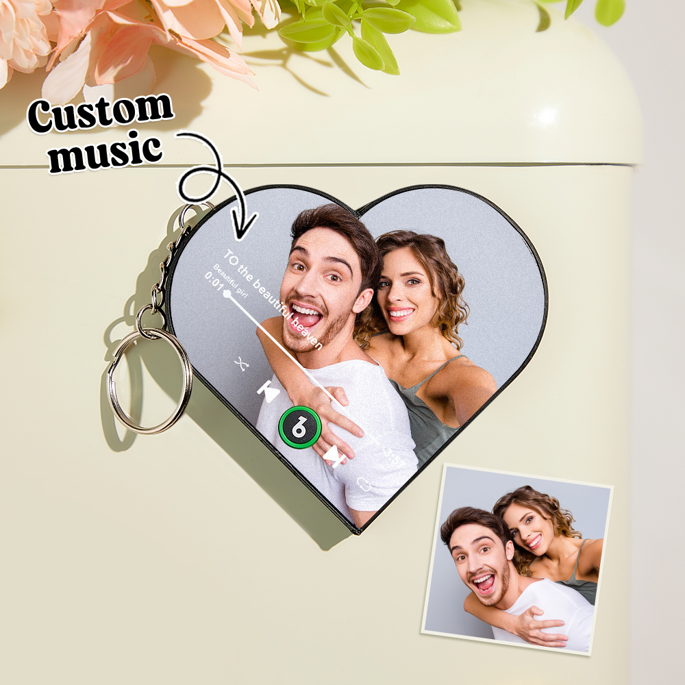 Benutzerdefinierter Mini-musik-kühlschrankmagnet-schlüsselanhänger, Personalisierter Foto-herzrahmen, Musik-schlüsselanhänger, Mini-magnet Für Den Kühlschrank, Der Lieder Ohne Handy Abspielen Kann, Jubiläumsgeschenke Für Den Freund