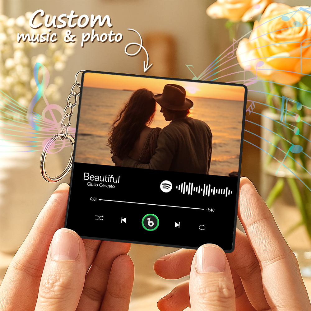 Personalisierter Foto-musik-schlüsselanhänger, Album-box-paket-charme, Bereit Zum Spielen, Musik-jubiläumsgeschenk - Fridgebeatsde
