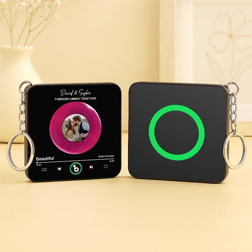 Personalisierter Mini-musik-kühlschrankmagnet Aus Vinyl, Schlüsselanhänger Mit Individuellem Foto, Personalisierter Mini-musik-kühlschrankmagnet, Der Lieder Abspielen Kann, Geschenke Für Mama - Fridgebeatsde