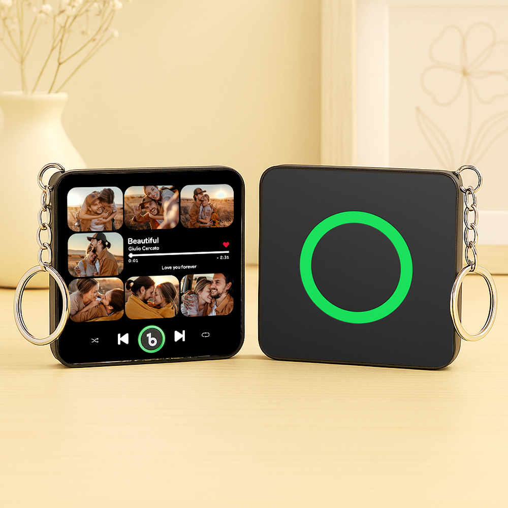 Benutzerdefinierte Musik & Multi-foto Mini Kühlschrankmagnet Schlüsselanhänger Personalisierter Foto Song Magnet, Der Musik Spielen Kann Schlüsselanhänger Geschenke Jahrestagsgeschenk Für Paare - Fridgebeatsde