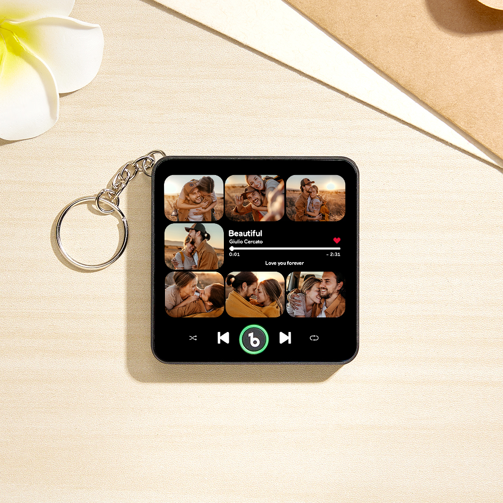 Benutzerdefinierte Musik & Multi-foto Mini Kühlschrankmagnet Schlüsselanhänger Personalisierter Foto Song Magnet, Der Musik Spielen Kann Schlüsselanhänger Geschenke Jahrestagsgeschenk Für Paare - Fridgebeatsde