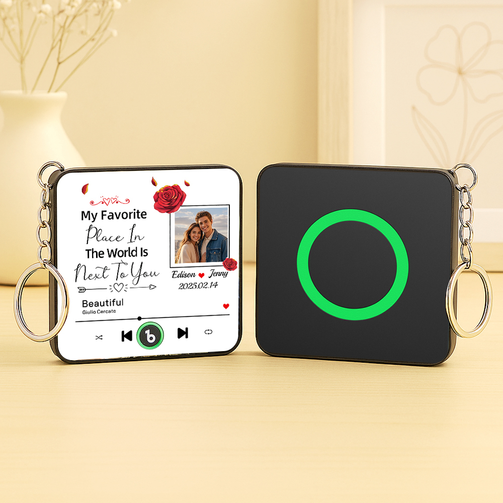Personalisierter Kühlschrankmagnet Mit Musik, Personalisierter Foto-kühlschrankmagnet Mit Blumenmuster, Mein Lieblingsort Auf Der Welt Ist Neben Dir, Geschenk Für Paare - Fridgebeatsde