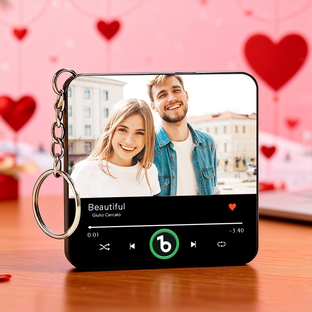 Personalisierter Foto-musik-schlüsselanhänger, Mini-kühlschrankmagnet, Abspielbares Lied, Andenken, Geschenk Zum Valentinstag Für Liebhaber
