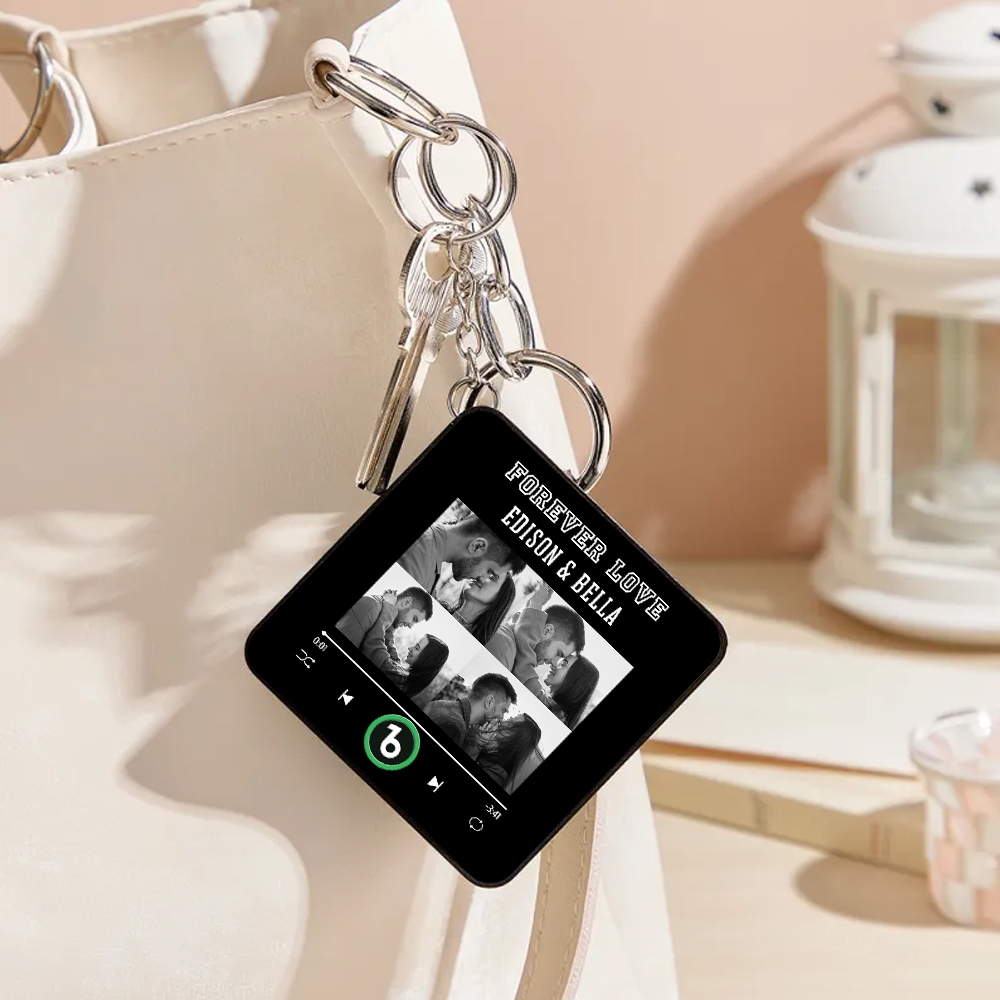 Personalisierter Mini-musik-kühlschrankmagnet-schlüsselanhänger Mit 4 Fotos – Ideales Geschenk Zum Valentinstag Oder Jahrestag Für Den/die Liebste/n - Fridgebeatsde