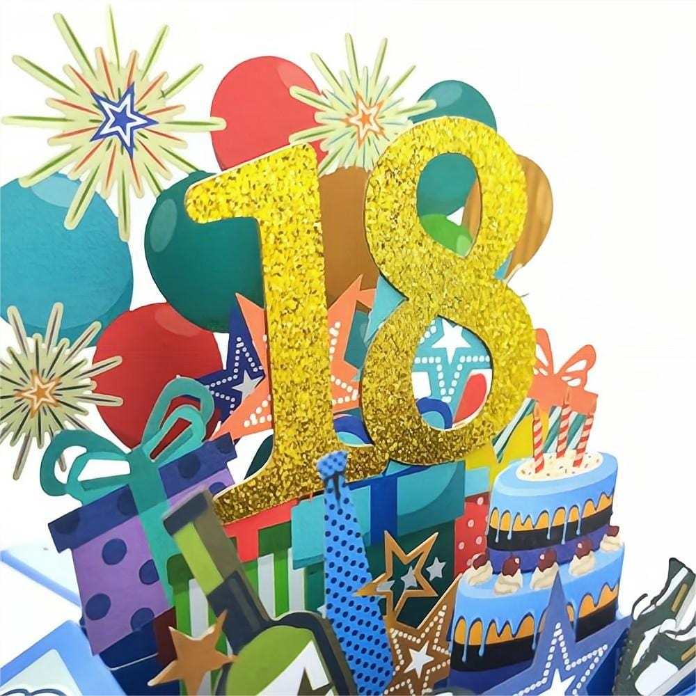 Blaue Geburtstags-pop-up-box-karte, 3d-pop-up-grußkarte Zum 18. Geburtstag - Fridgebeatsde