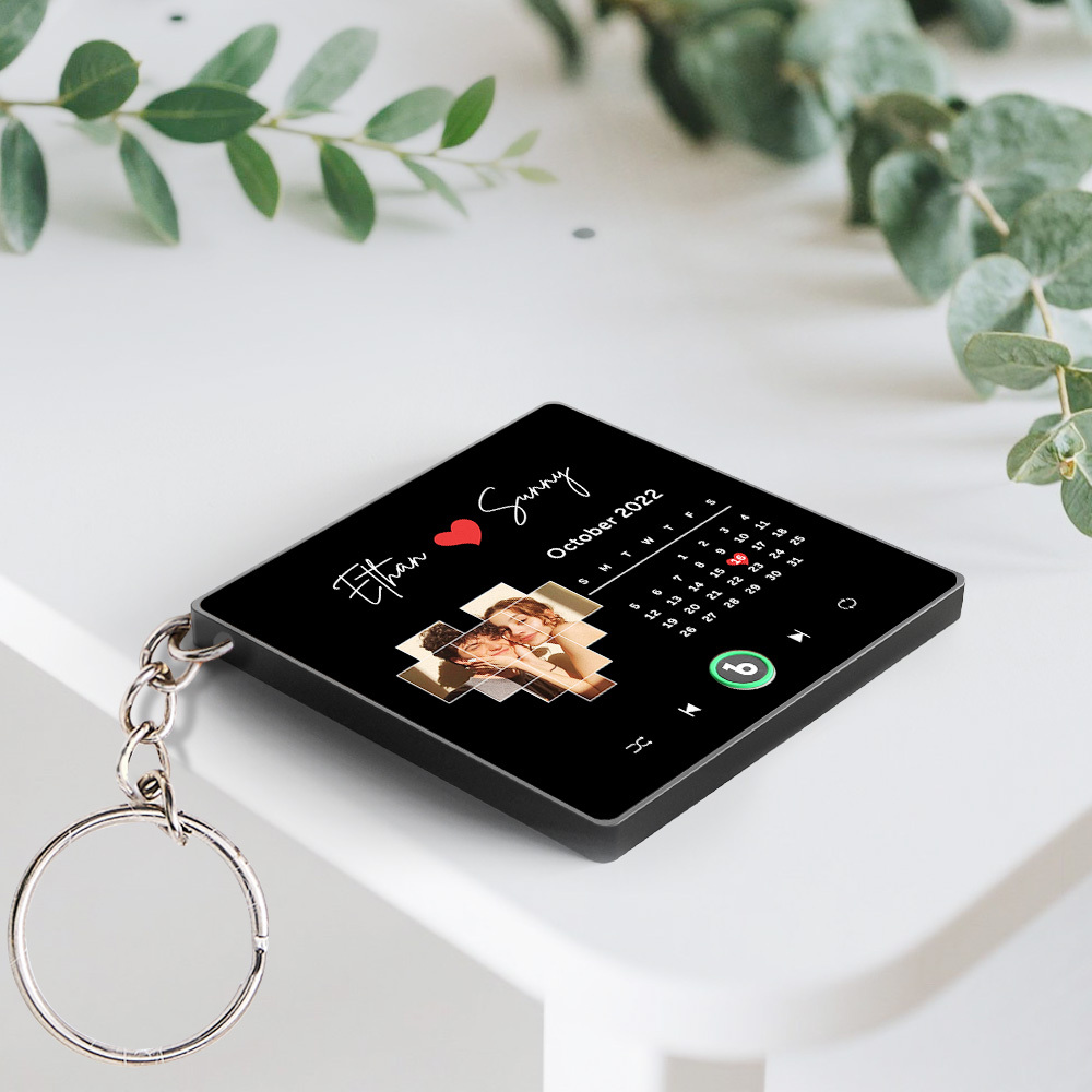 Personalisierter Foto-musik-schlüsselanhänger, Spieluhr, Taschenanhänger, Der Musik Ohne Handy Spielt, Jubiläumsgeschenke - Fridgebeatsde