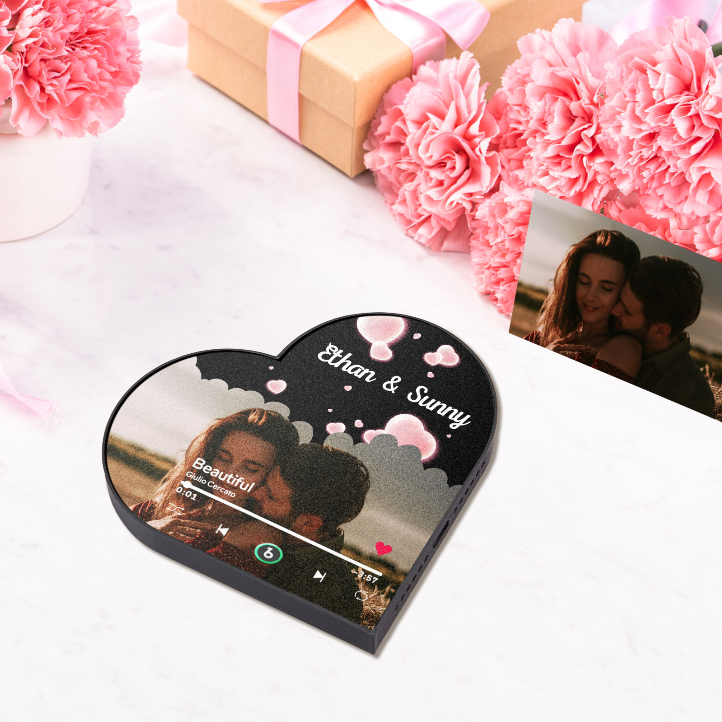 Personalisierter Herzförmiger Musik-kühlschrankmagnet „infinity Love“ Fotorahmen-magnet, Personalisiertes Geschenk Für Paare - Fridgebeatsde