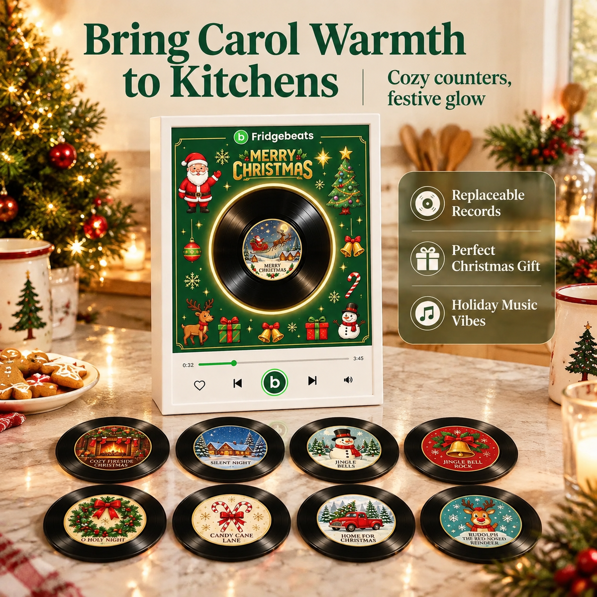 Weihnachts-Schallplattenspieler-Geschenkset Mit 9 Festlichen Titeln – Einzigartige Weihnachtsdekoration Und Klangerlebnis - Fridgebeatsde