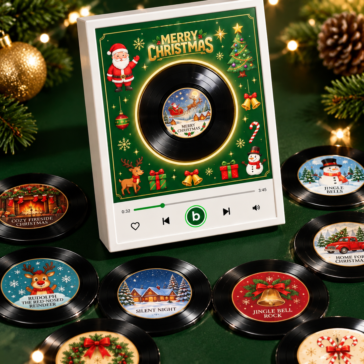 Weihnachts-Schallplattenspieler-Geschenkset Mit 9 Festlichen Titeln – Einzigartige Weihnachtsdekoration Und Klangerlebnis - Fridgebeatsde