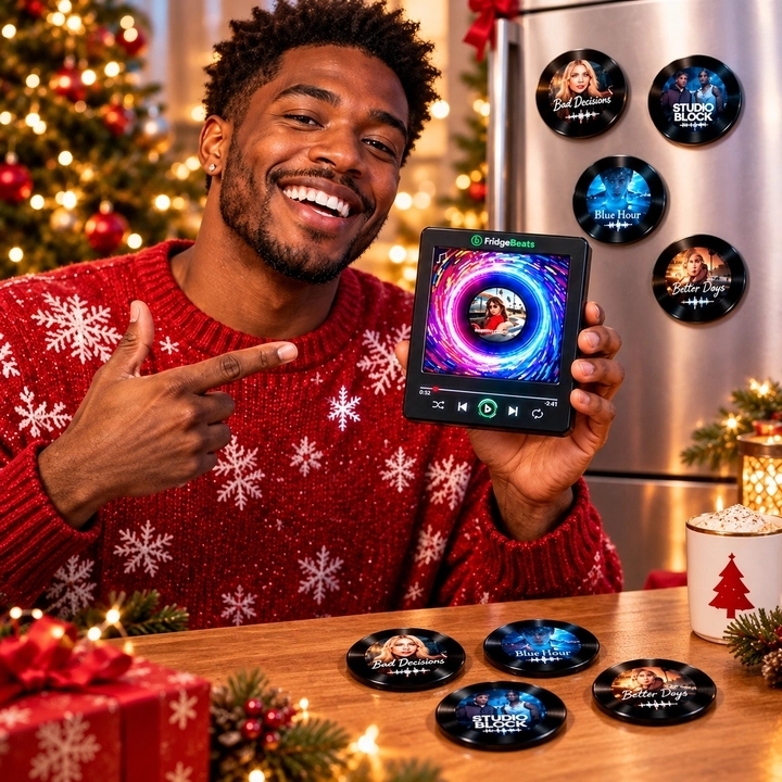 Weihnachtsgeschenke Minimalistisches Retro-Musikdekor Für Stadtbewohner – LED-Kühlschrank-Kunstrahmen Mit Rotierendem Vinyl-MagnetFridgebeats V6.0 - Fridgebeatsde