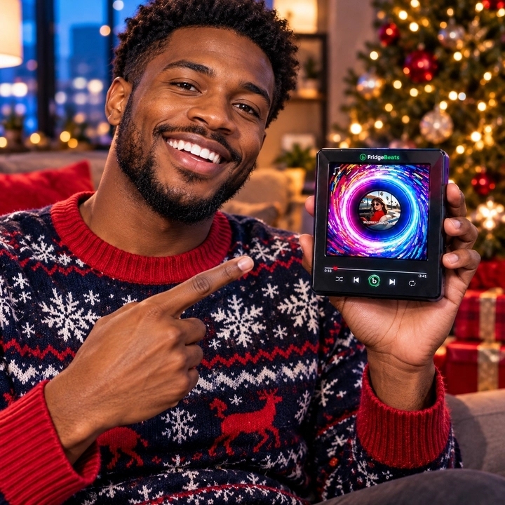 Weihnachtsgeschenke Minimalistisches Retro-Musikdekor Für Stadtbewohner – LED-Kühlschrank-Kunstrahmen Mit Rotierendem Vinyl-MagnetFridgebeats V6.0 - Fridgebeatsde