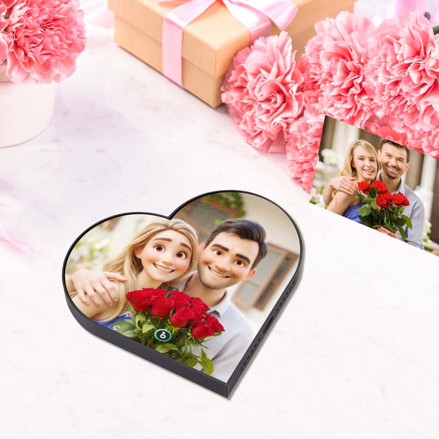 Benutzerdefinierter Musik-kühlschrankmagnet, Personalisiertes Foto, Cartoon-stil, Herzrahmen, Song-kühlschrankmagnet, Der Lieder Abspielen Kann, Jubiläumsgeschenke, Geburtstagsgeschenk Für Paare - Fridgebeatsde