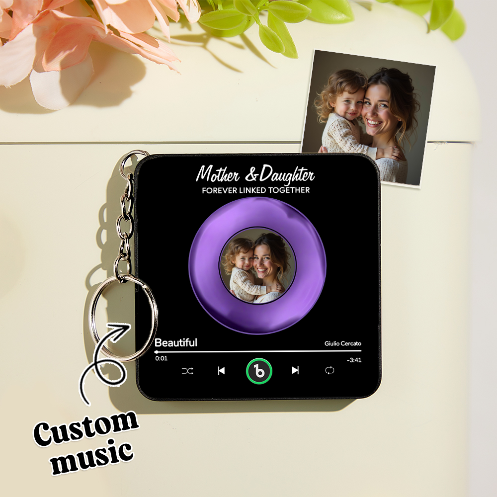 Personalisierter Mini-musik-kühlschrankmagnet Aus Vinyl, Schlüsselanhänger Mit Individuellem Foto, Personalisierter Mini-musik-kühlschrankmagnet, Der Lieder Abspielen Kann, Geschenke Für Mama - Fridgebeatsde