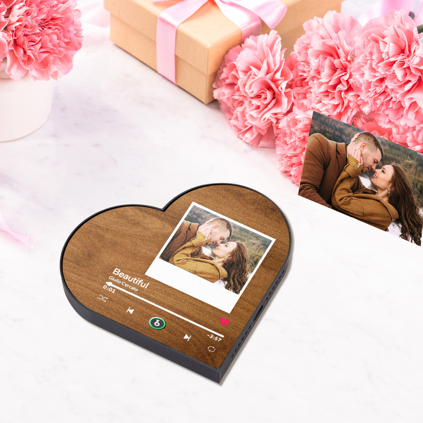 Personalized Heart-Shaped Music Photo Fridge Magnet - Romantic Gift for Couples - Fridgebeatsau
