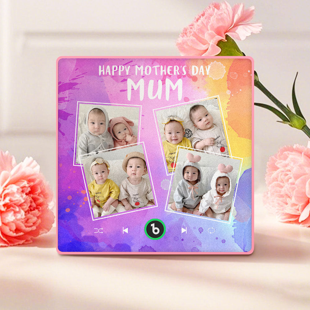 Custom Music Fridge Magnets That Plays Music with 4 Photos Mother's Day Gifts for Mum