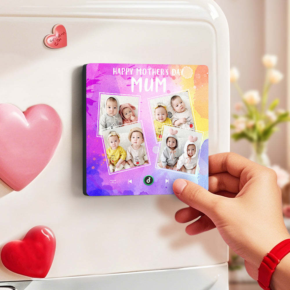 Custom Music Fridge Magnets That Plays Music with 4 Photos Mother's Day Gifts for Mum - Fridgebeatsau