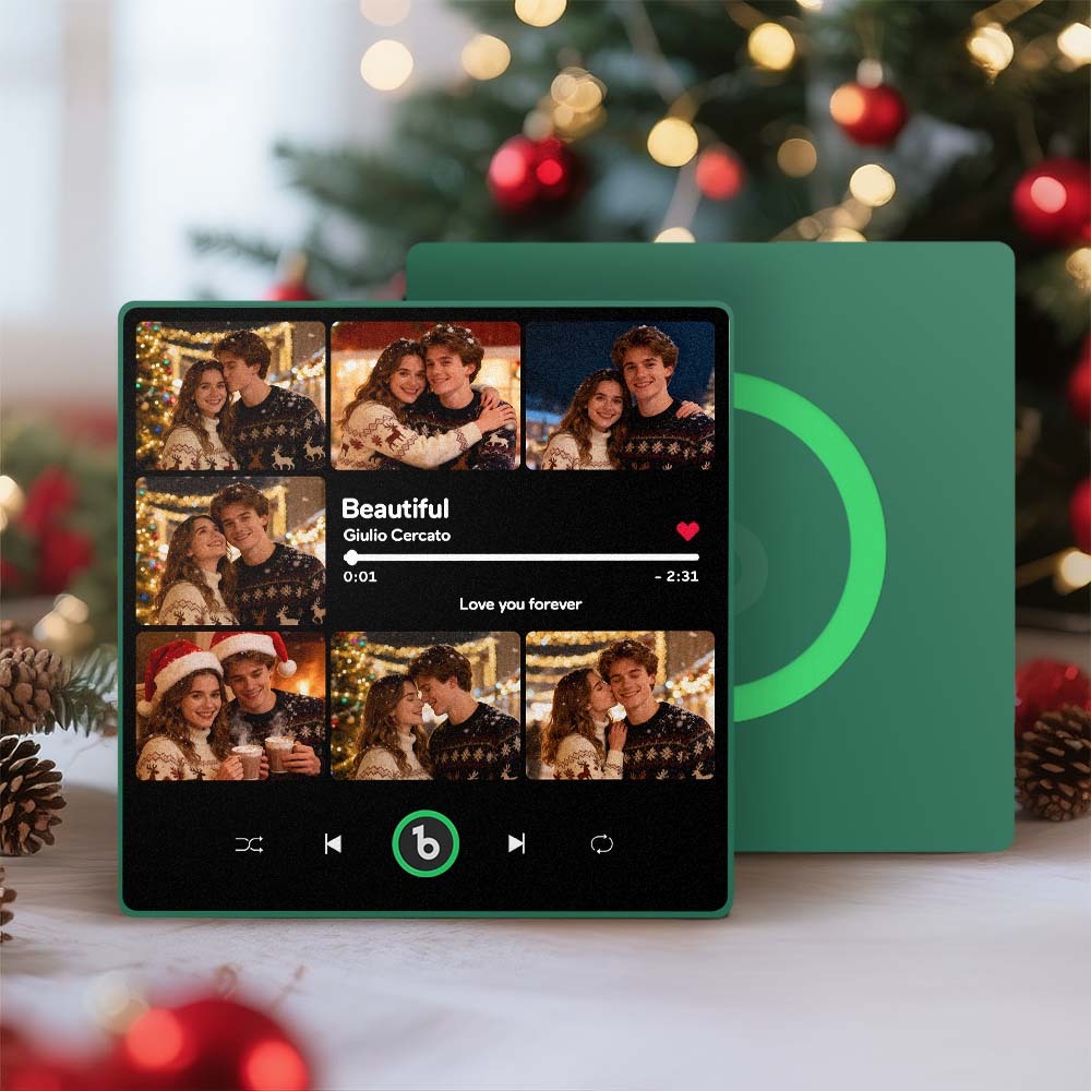 Custom Music & Multi Photo Fridge Magnet Personalized Photo Song Magnet That Can Play Music Christmas Gift for Couple - Fridgebeatsau