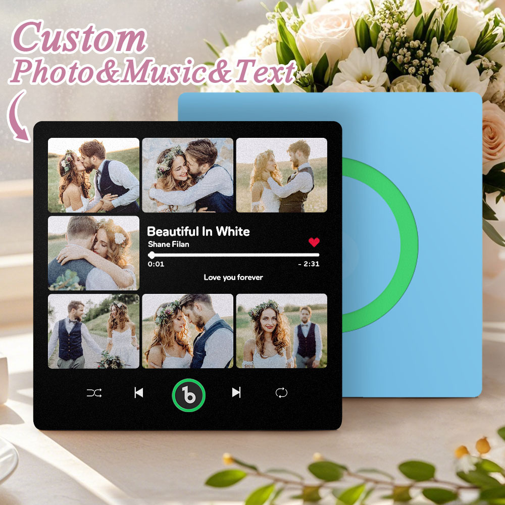 Custom Music & Multi Photo Fridge Magnet Personalized Photo Song Magnet That Can Play Music Wedding Gift for Couple - Fridgebeatsau