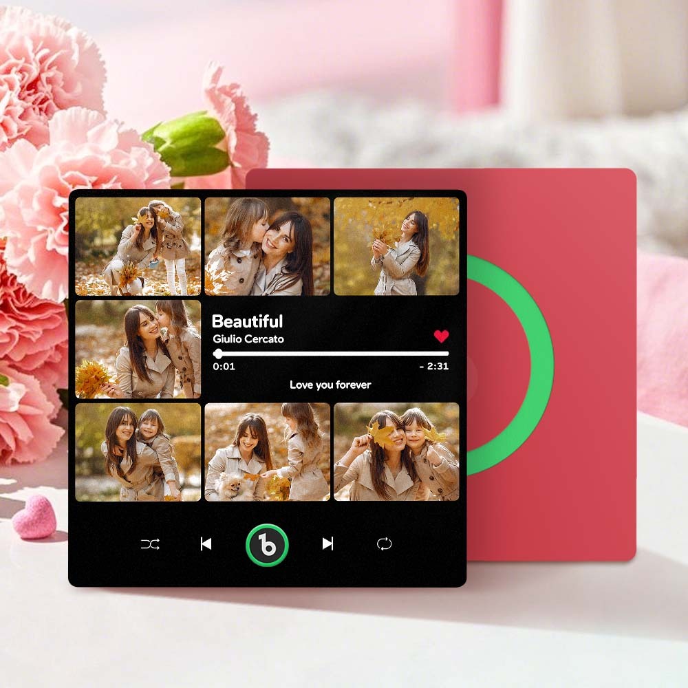 Custom Music Photo Fridge Magnet Collage Fridge Magnet Personalized Photo Song Magnet That Can Play Music Mother's Day Gift - Fridgebeatsau