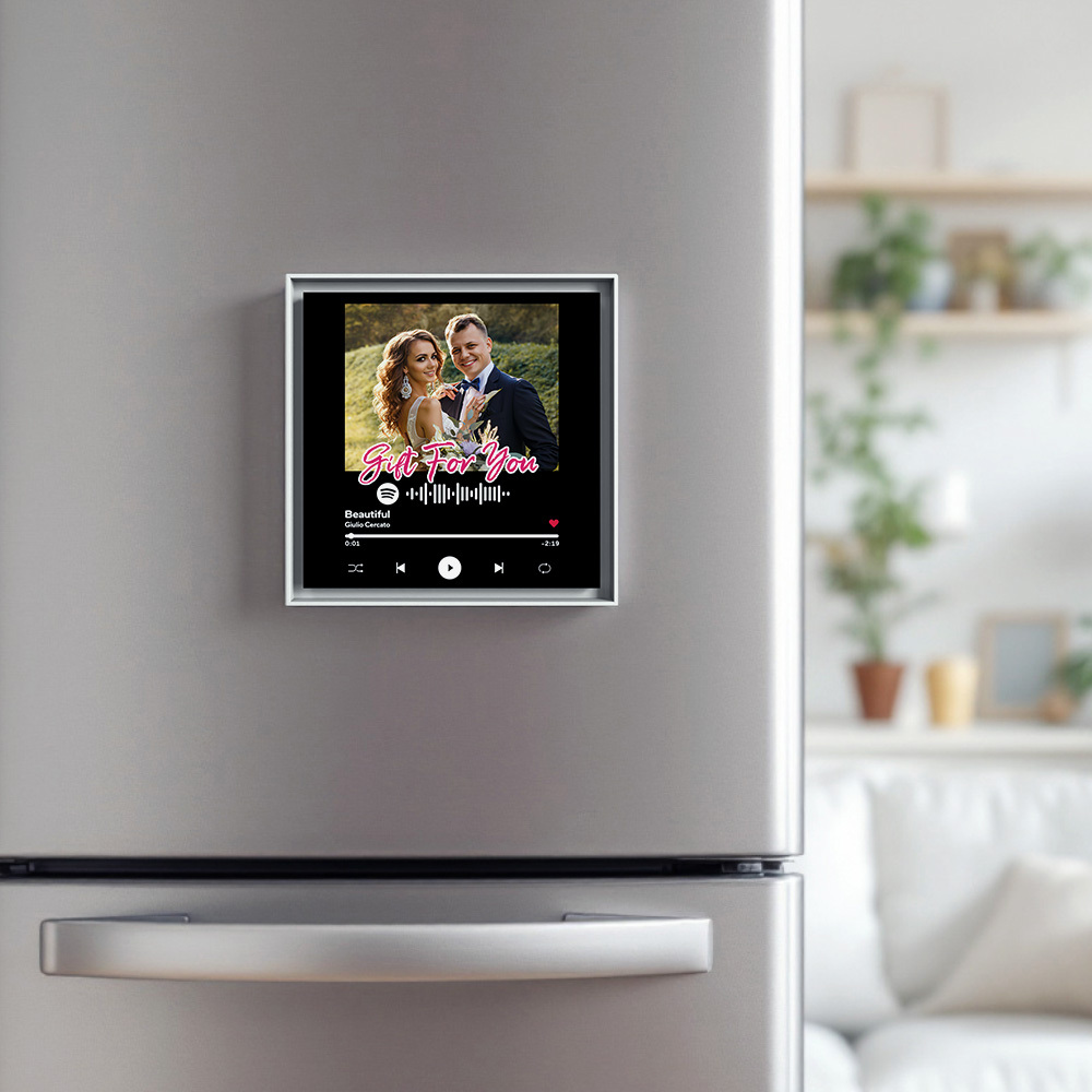 Personalized Music Photo Fridge Magnet Custom Frame Art Spotify Music Fridge Magnet Gift for Her - Fridgebeatsau