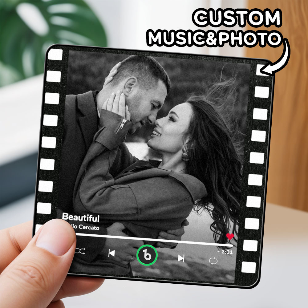 Custom Music Fridge Magnets Vintage Movie Colorful Frame Album Fridge Magnet Can Play Songs Wedding Gift for Couples - Fridgebeatsau