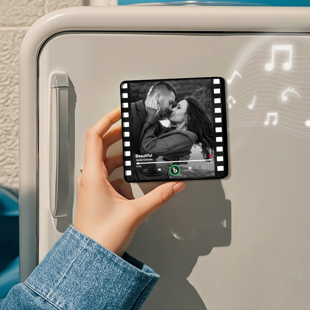 Custom Music Fridge Magnets Vintage Movie Colorful Frame Album Fridge Magnet Can Play Songs Wedding Gift for Couples - Fridgebeatsau