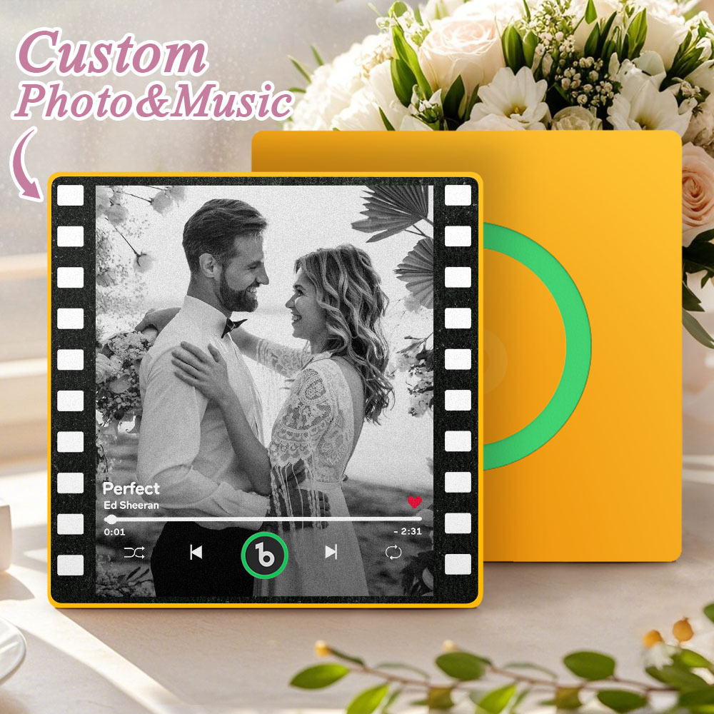 Custom Music Fridge Magnets Vintage Movie Colorful Frame Album Fridge Magnet Can Play Songs Wedding Gift for Couples - Fridgebeatsau