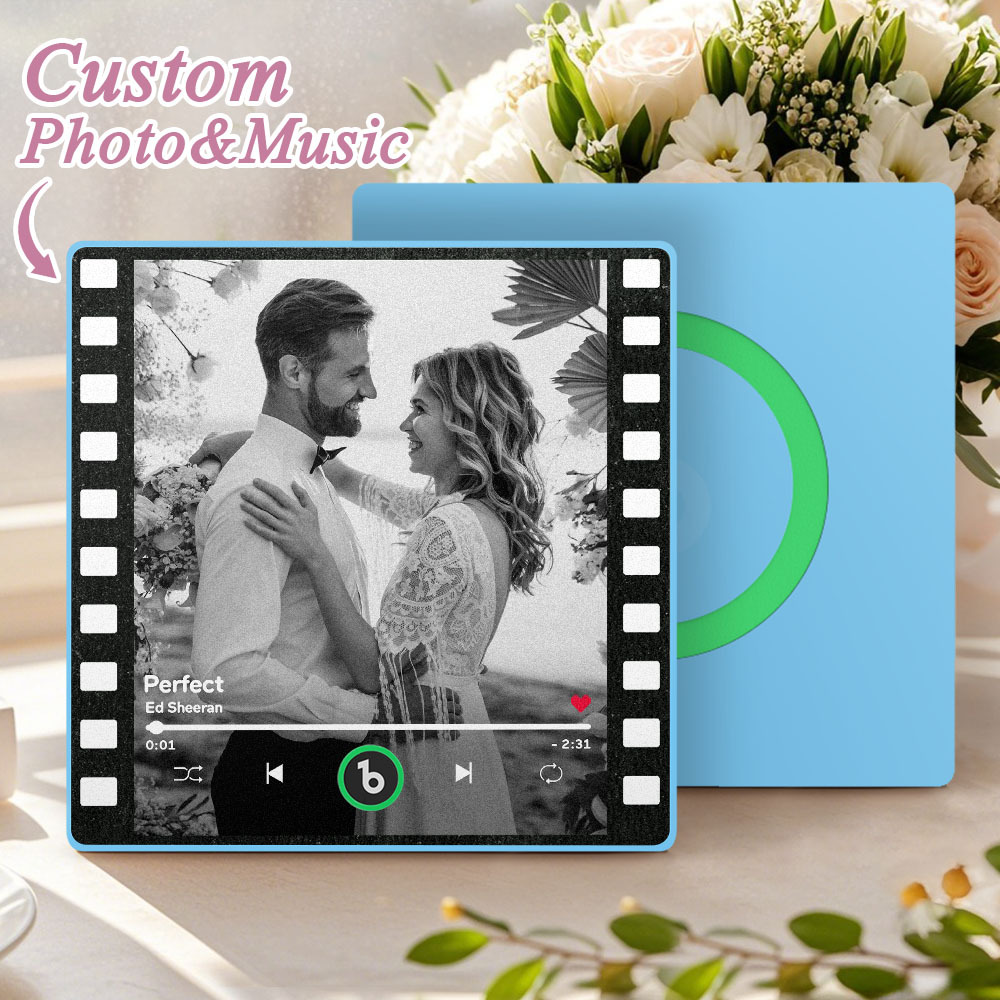 Custom Music Fridge Magnets Vintage Movie Colorful Frame Album Fridge Magnet Can Play Songs Wedding Gift for Couples - Fridgebeatsau