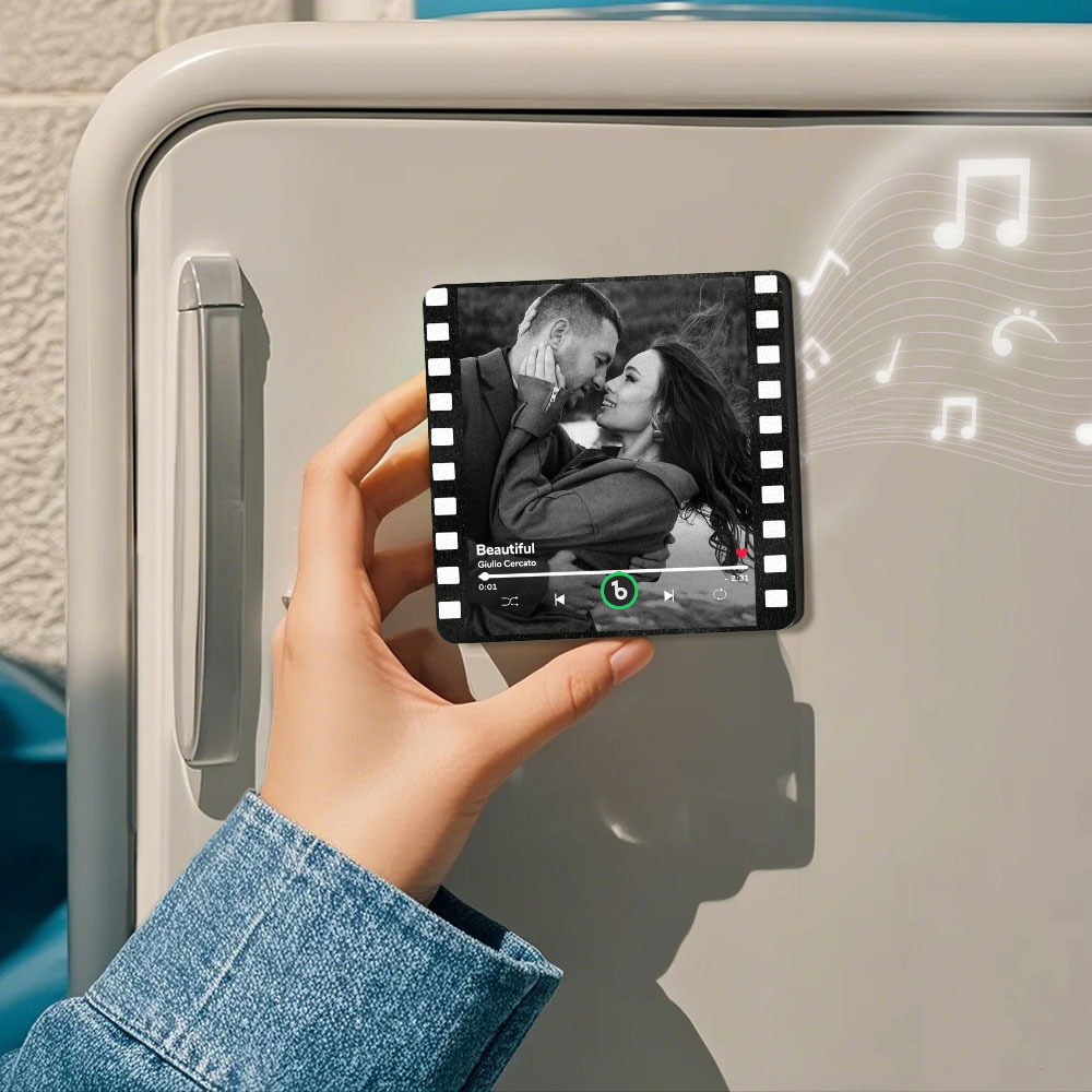 Custom Music Fridge Magnets Vintage Movie Colorful Frame Album Fridge Magnet Can Play Songs Gift for Couples - Fridgebeatsau