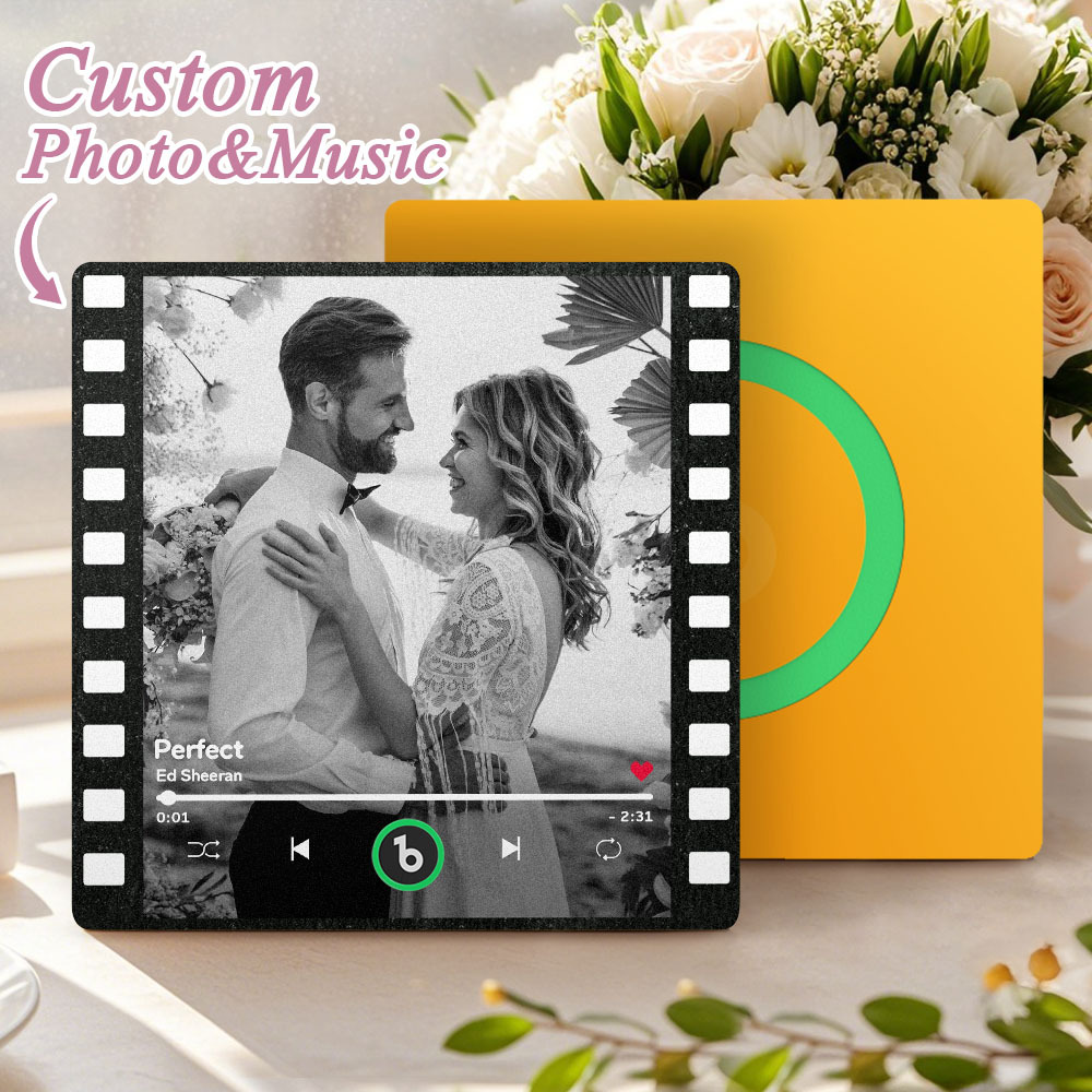 Custom Music Fridge Magnets Vintage Movie Colorful Frame Album Fridge Magnet Can Play Songs Wedding Gift for Couples - Fridgebeatsau