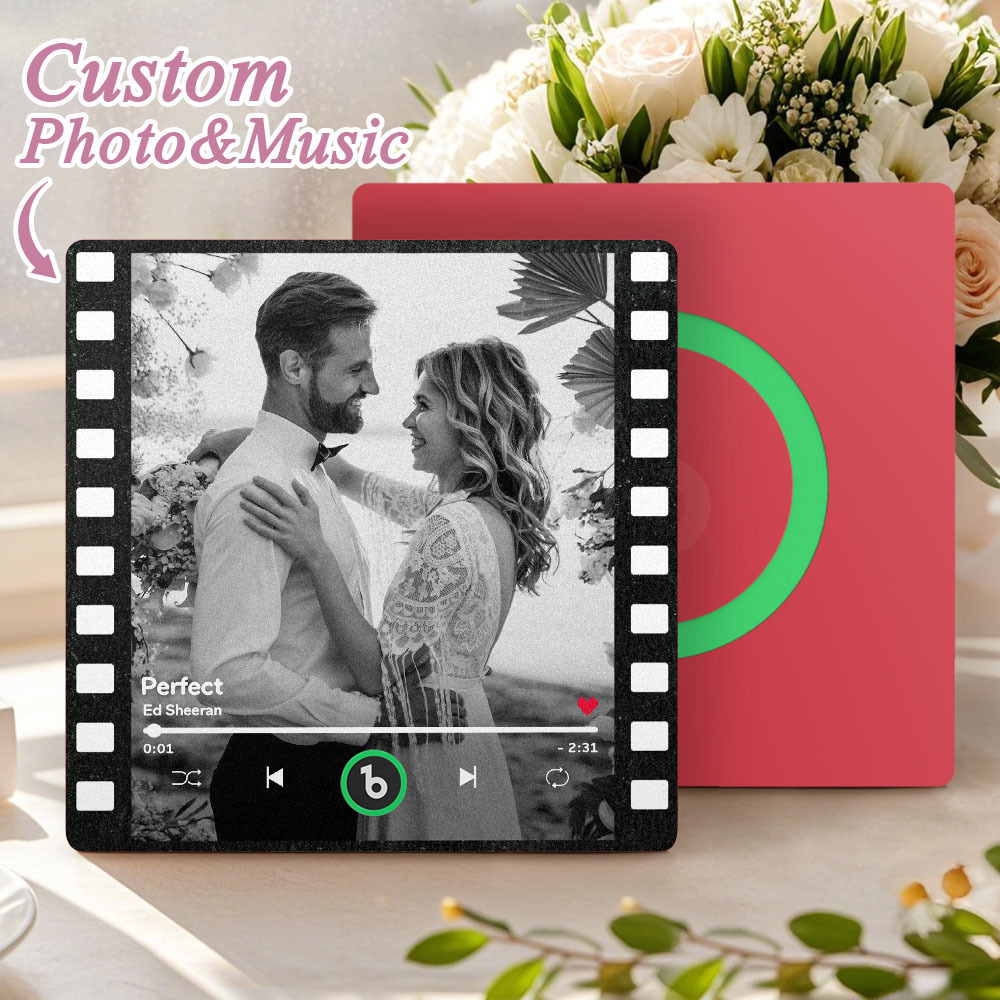 Custom Music Fridge Magnets Vintage Movie Colorful Frame Album Fridge Magnet Can Play Songs Wedding Gift for Couples - Fridgebeatsau