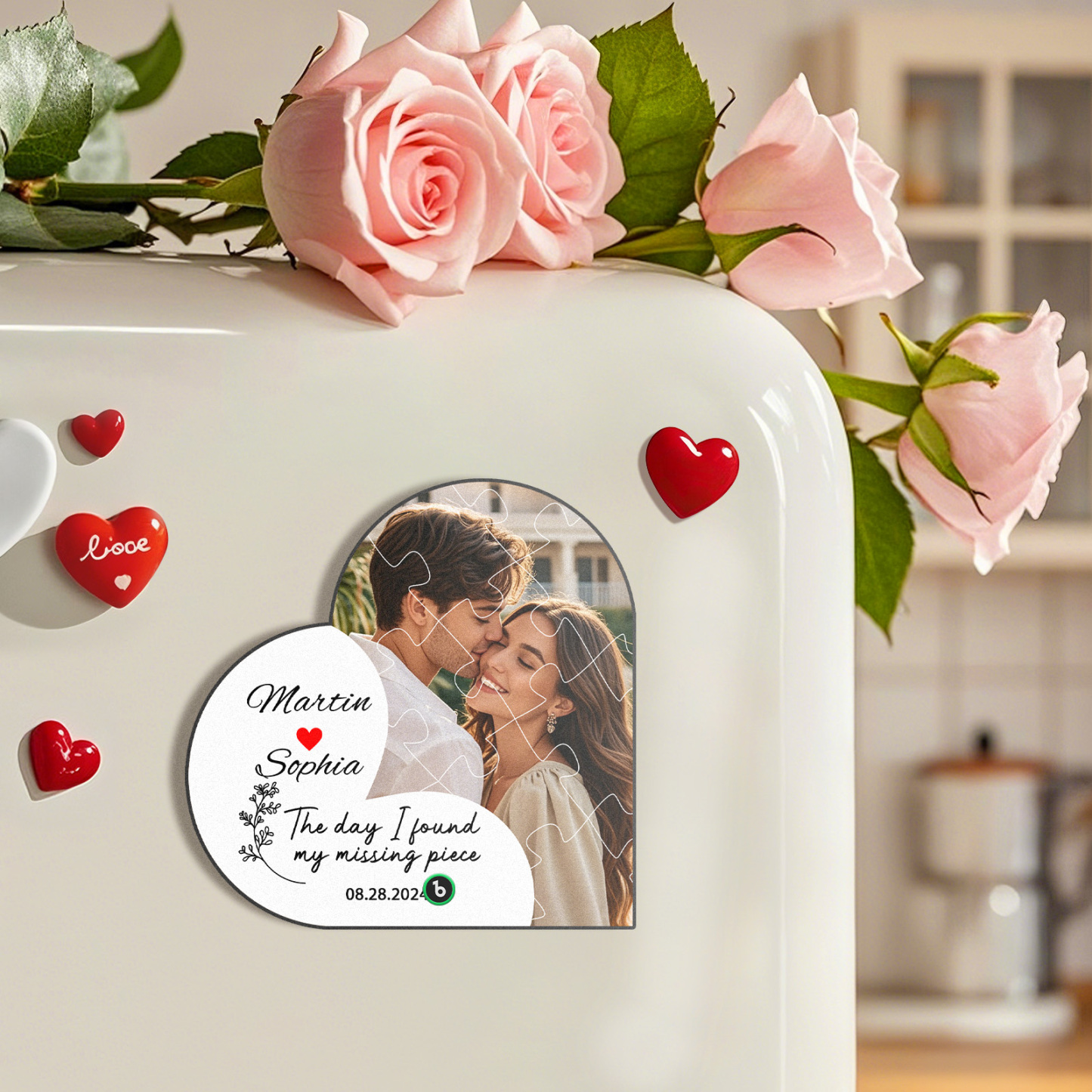The Day I Found My Missing Piece Custom Photo Heart-Shaped Music Fridge Magnet Personalized Fridge Magnet Anniversary Gifts Couples Gift - Fridgebeatsau