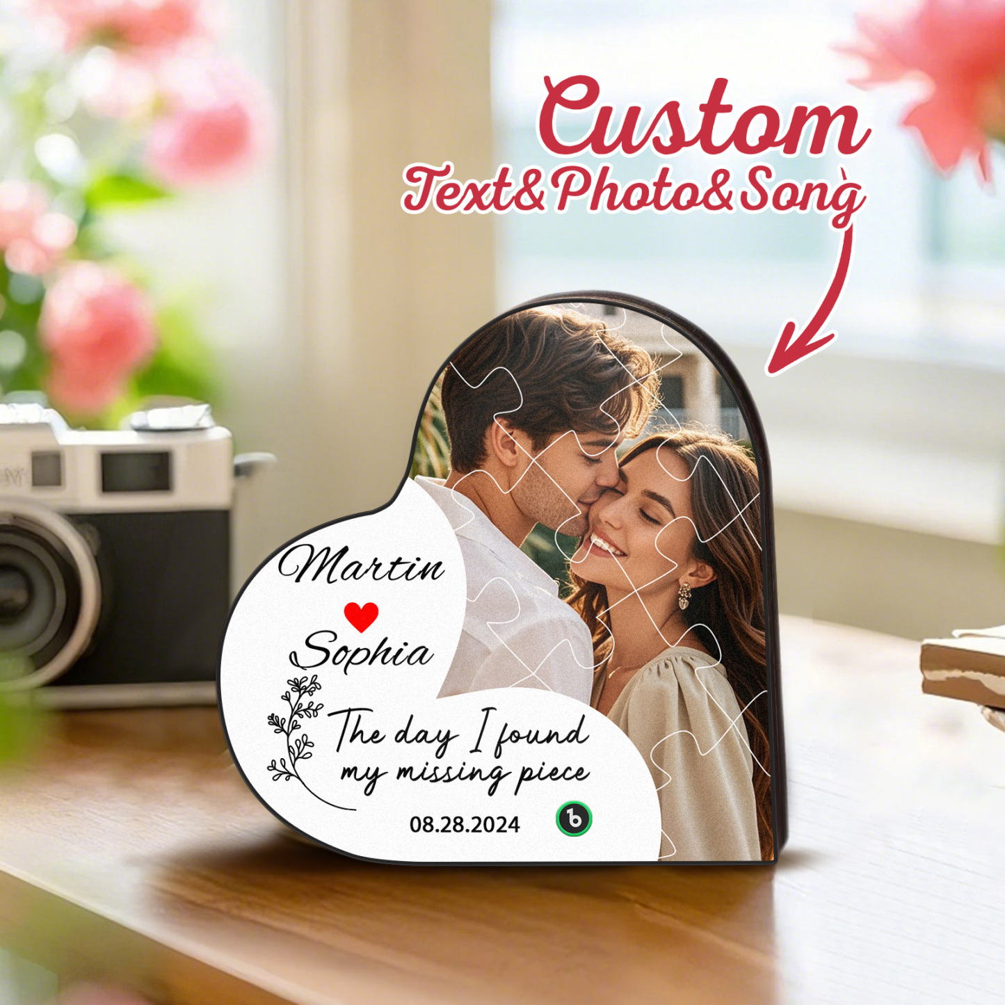 The Day I Found My Missing Piece Custom Photo Heart-Shaped Music Fridge Magnet Personalized Fridge Magnet Anniversary Gifts Couples Gift - Fridgebeatsau