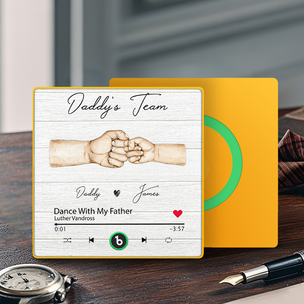 Custom Music Fridge Magnets Personalized Daddy & Kids Together We're A Team Family Song Magnets That Can Play Songs Father's Day Gift for Dad - Fridgebeatsau