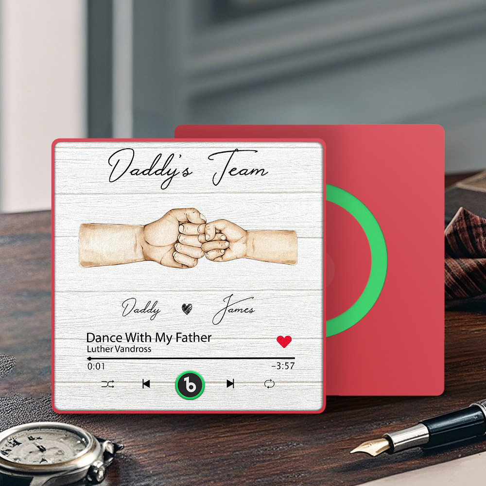 Custom Music Fridge Magnets Personalized Daddy & Kids Together We're A Team Family Song Magnets That Can Play Songs Father's Day Gift for Dad - Fridgebeatsau