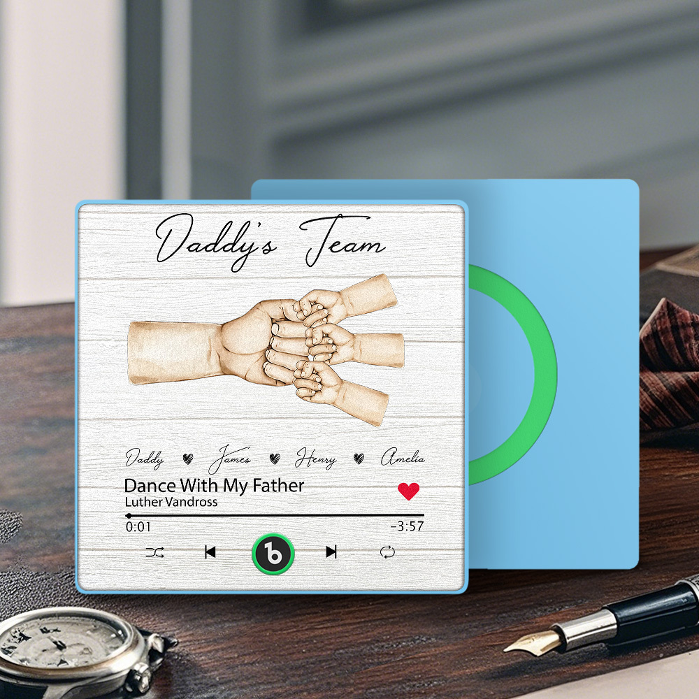 Custom Music Fridge Magnets Personalized Daddy & Kids Together We're A Team Family Song Magnets That Can Play Songs Father's Day Gift for Dad - Fridgebeatsau